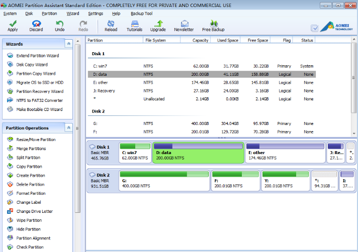 aomei partition assistant standard edition 7.0